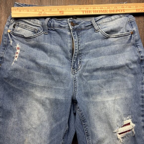 Judy Blue Bootcut Jeans Destroyed Plaid Light Wash Women’s Size 16W - Picture 8 of 12